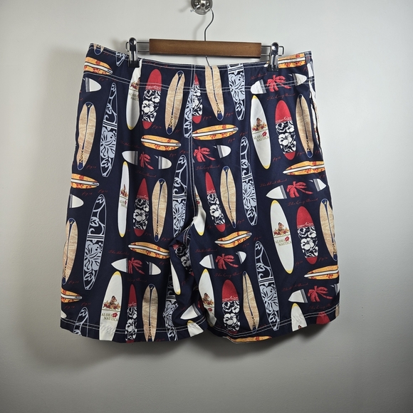Nautica Blue and Red Swim Trunks with Surfboard Design - Picture 4 of 6
